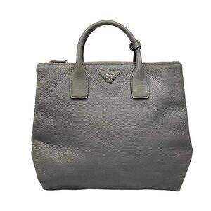 Auth PRADA - Gray Leather Handbag